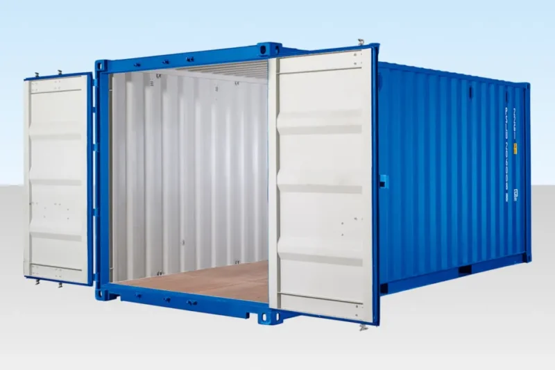 20ft Self Storage Container with Bamboo Floor – Blue (RAL 5010) - Image 4